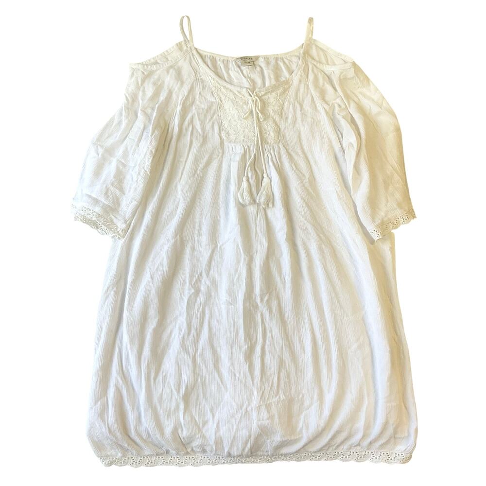 Ariat Women Dress XS White Bohemian Lace Tassel Crochet V-Neck Pullover Lined